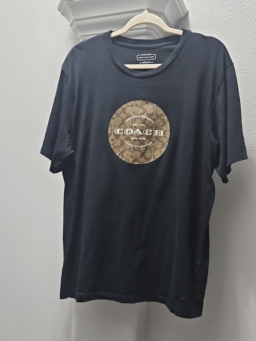 Coach Men’s Black T-Shirt with Signature Brown Logo Patch